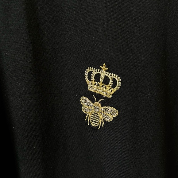 DOLCE & GABBANA Luxury Casual Black Short Sleeve Shirt Bee Embroidered- XXL - Picture 7 of 11